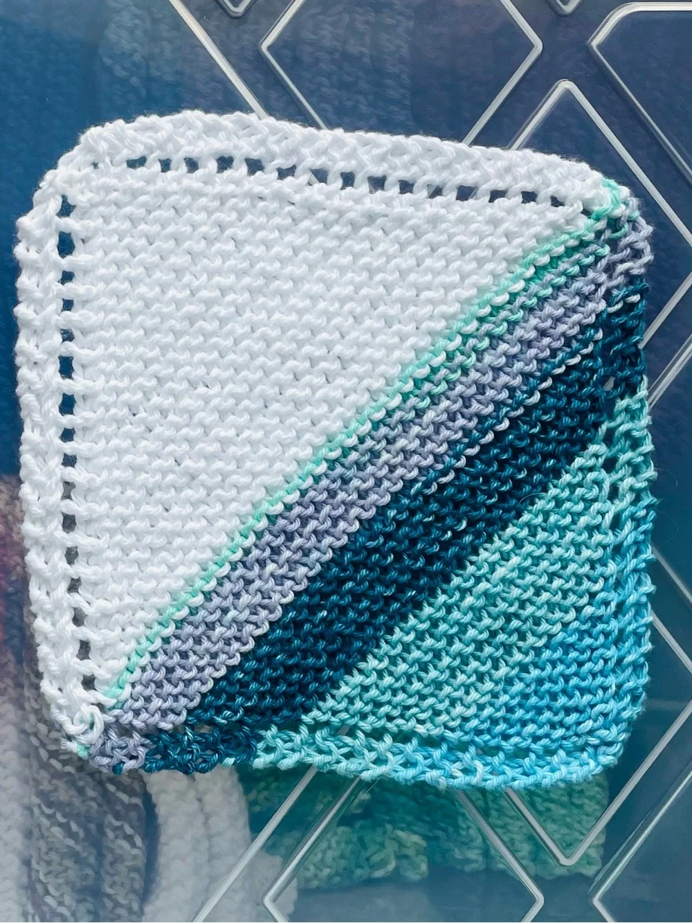 Bundle of 3 “Blue Lagoon” Knit Dishcloths